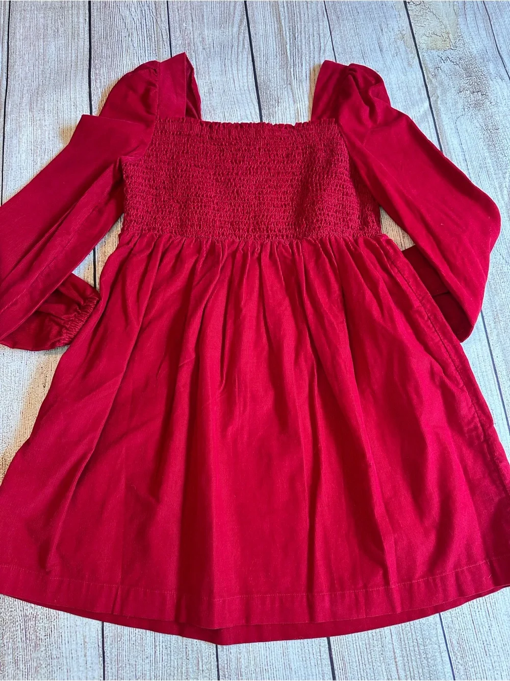NWT Gap Kids Smocked Corduroy Dress Deep Crimson Girls 8